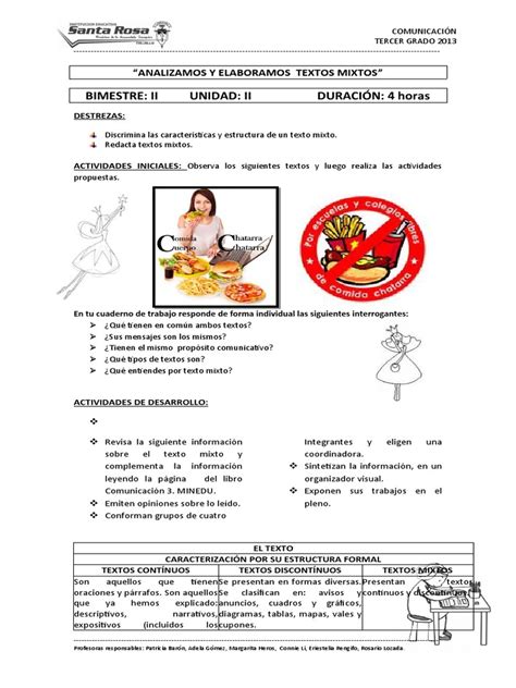 Analizamos Y Elaboramos Textos Mixtos 4 Full PDF.